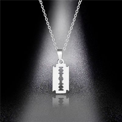 Stainless Steel Safety Blade Razor Pendant Necklace Punk Hiphop Jewelry For Men Boys Geometrical Animal Small Dangling Choker