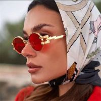 2023 New Hip Hop Punk Sunglasses Lightning Decorative Sun Glasses Retro Oval Frame Round Sun Glasses Trendy Street Shades