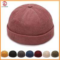 SU1999930 ผ้าลูกฟูก หมวกกลมๆ ผ้าคอตตอน แข็งและแข็งแรง หมวก skullcap แฟชั่นสำหรับผู้หญิง ปรับได้ปรับได้ หมวกฮิปฮอป ใช้ได้ทุกเพศ