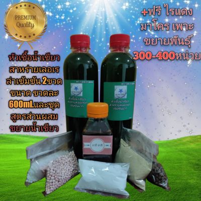 หัวเชื้อสาหร่ายคลอเรล่าเข้มข้น600ml. 2ขวด ฟรีไรแดง 500-600 คู่ และส่วนผสมทำน้ำเขียว