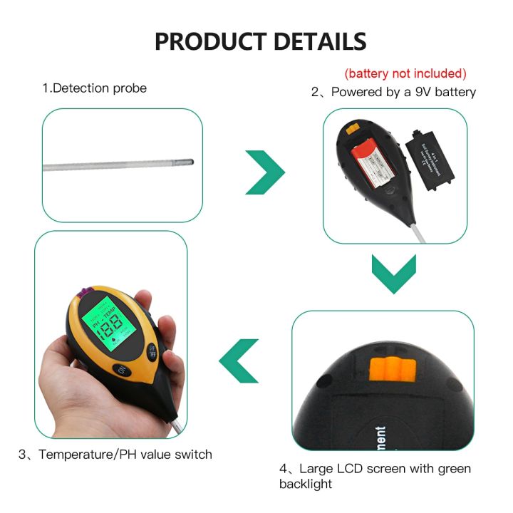 hot-item-4-in-1ดิน-ph-tester-ph-ความชื้นความเป็นกรดความชื้นทดสอบดินทดสอบความชื้นเมตรดินทดสอบชุดสำหรับดอกไม้