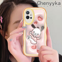 เคส Chenyyka สำหรับ Vivo Y75 5G Y55 5G Y77 5G Y77E 5G IQOO Z6 Lite 5G เคสลายการ์ตูน3D น่ารัก Pochacco มีขอบคลื่นสีเคสนิ่มเคสโทรศัพท์แบบใสซิลิโคนที่สร้างสรรค์เลนส์กล้องถ่ายรูปเคสโปร่งใสป้องกันการกระแทก