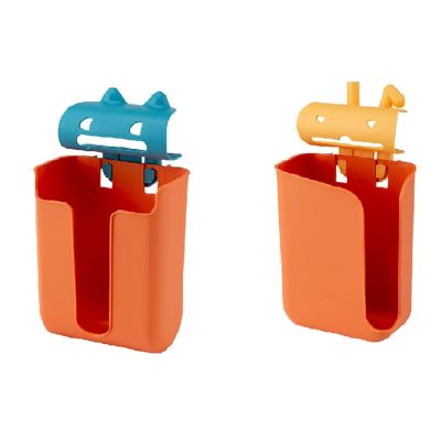 Simple Hole Free Wall Mounted Cartoon Garbage Bag Storage Box Kitchen Garbage Bag Storage Box Shopping Bag Storage Box B