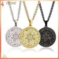 YESHE 2pcs Wicca สร้อยคอจี้เครื่องรางเปลี่ยนสีได้7แบบ การป้องกันเหนือธรรมชาติ เหล็กไร้สนิม สร้อยคอเครื่องรางซิกิล วินเทจ Amulet โซ่คล้องคอ สำหรับผู้ชาย