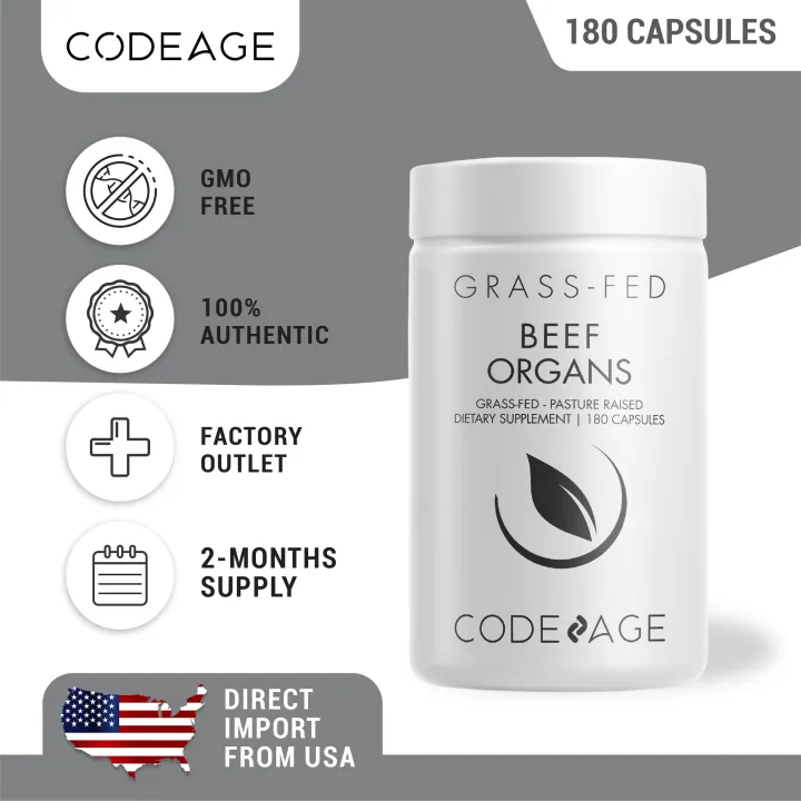 Codeage Beef Organs Supplement Glandulars Supplements Grass Fed