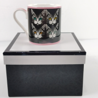 2023 New Pink White Cat Water Cup European Ceramic Tea Cup Coffee Cup Black Rabbit Bone China Office Mug