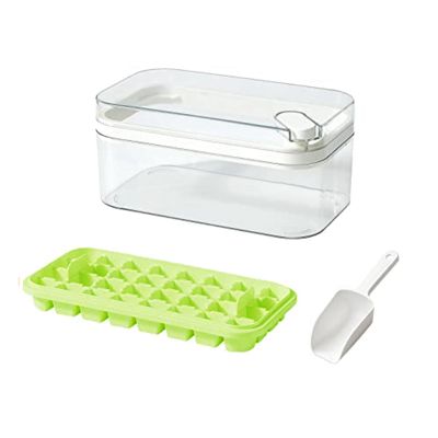 1Set Ice-Cube Tray with Lid and Bin Ice-Cube Trays for Freezer 32 Pcs Ice-Cube Mold Plastic