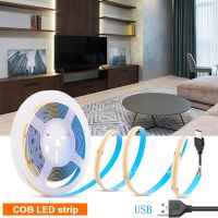 COB LED Strip Light USB High Density Super Bright 320LEDs/M DC 5V Flexible Waterproof Type Warm Natural White Color Room Decor