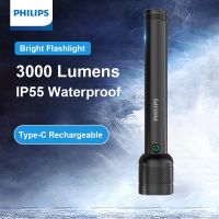 Philips 3000 Lumen Flashlight  IP55 Waterproof High Power Rechargeable LED Flashlight Camping Light for Self Defense Outdoors Rechargeable  Flashlight