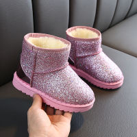 COZULMA Kids Baby Toddler Bling Shoes Child Winter Sequins Snow Boots Plush Thicker Sole Boys Girls Snow Boots Shoes Size 25-36