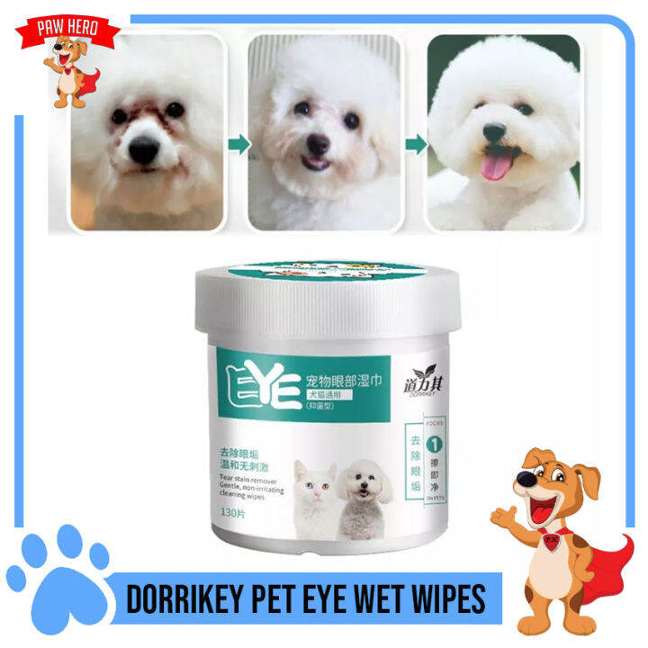 PAW HERO Dorrikey Pet Eye Wipes Pet Eyes Cleaning Wipes Paper Towels Dogs Cats Tears Remover Wet