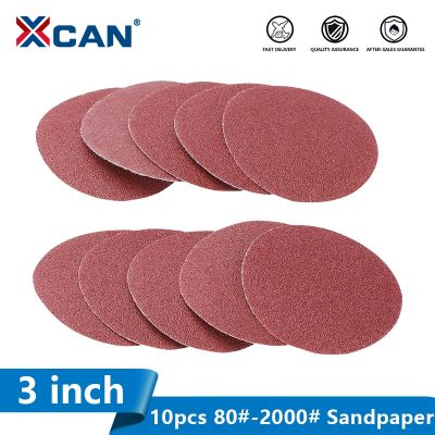 XCAN 3 inch 75mm Sandpaper 10PCS Sanding Disc 80-2000 Grit For Dremel Sander Machine Self Stick Abrasive Tools Sanding Paper Cleaning Tools