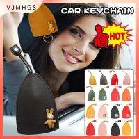 VJMHGS 2PCS ของขวัญสำหรับผู้หญิงผู้ชาย สีเหลืองสีขาว สีดำสี ไม่ลื่นง่าย เคสกุญแจรถแบบดึงออกได้ จุได้มาก ปลอกกุญแจแบบดึงออก หนังพียู