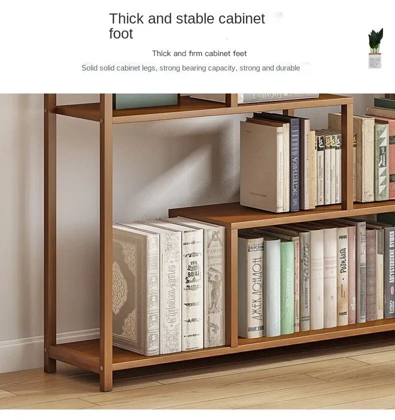 Solid Wood Bookshelf Storage Rack Floor, 37 Folding Student Bookcase