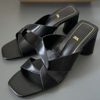 the same style summer za.raˉnew womens shoes brown thick heel simple open toe outer wear high-heeled sandals women