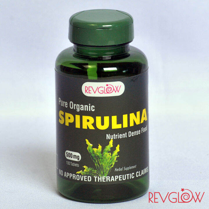 Revglow Spirulina 500mg 100Tabs. Nutrient Dense Food, inhibit