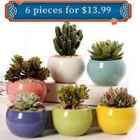 Succulent flower pot ceramic succulent plant crude pottery retro plain burning purple sand creative plant flower pot