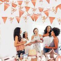 4M Rose Gold 30th Happy Birthday Decorations Happy Girls Birthday Banner Bunting Triangle Flag Pennant Garland Streamer Backdrop Banners Streamers Con