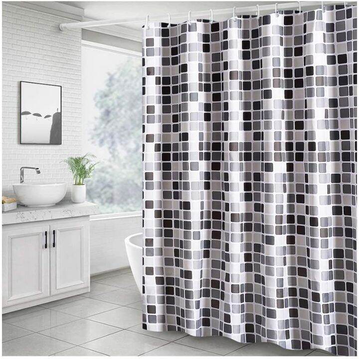 2023 Black white gray blue Shower Curtain thickened Polyester Mildew Resistant Waterproof shower