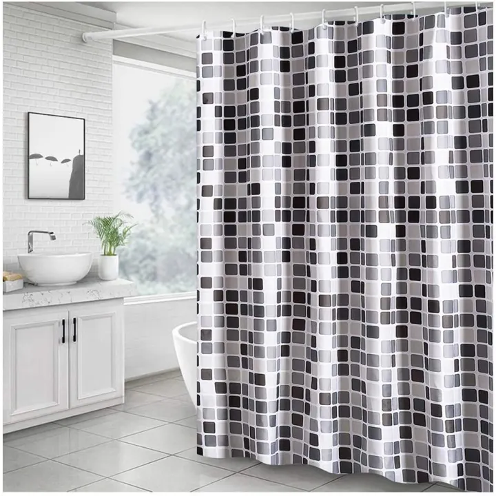 Solid Black Thick Polyester Shower, Solid Black Shower Curtain