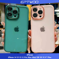 EPTWOO สำหรับ iPhone 14 13 12 11 Pro Max XR XS Max X XS 8 7 6 6S Plus เคสโทรศัพท์ในตัวกล้องเลนส์เต็มรูปแบบกันกระแทก Crystal Clear โปร่งใส Soft TPU ฝาหลัง XLE-02