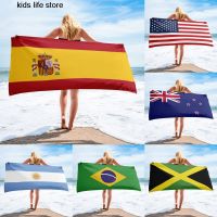 ✌☢ 70x140cm Spain France Flag Printed Microfiber Bath Beach Towel For Adults Soft Water Absorbing Breathable Summer Swimming Travel