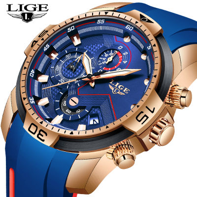 2021 LIGE Watches Mens Business Watches Orologio Uomo Silicagel Band Wristwatch Quartz Watch Zegarek Meski Reloj Hombre Man Gift