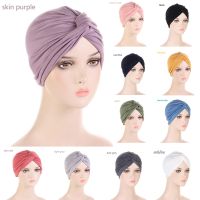 【YF】 Muslim Women Cross Hijab Ruffle Chemo Sleep Turban Bonnet Headwear Scarf Beanie Cap Hat for Cancer Patient Hair Loss Accessories