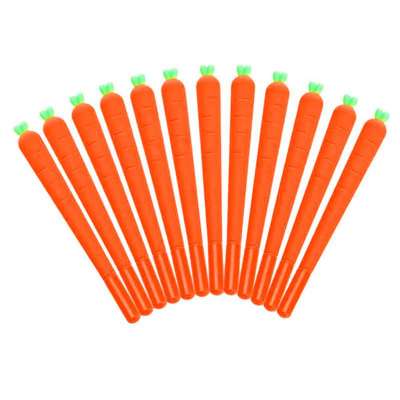 12 Pack Carrot Gel Ink Pen Soft RollerBall Pen Novelty Cute for Office School