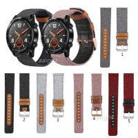 ┋ Canvas Fabric Straps Genuine Leather for Huawei Watch GT 2 42mm 46mm 2e GT2 Pro Honor Replacement band strap 20mm 22mm