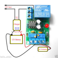 การป้องกันโมดูลควบคุมแหล่งจ่ายไฟการชาร์จอัตโนมัติ12V รีเลย์บอร์ดควบคุมตัดการเชื่อมต่ออัตโนมัติที่ชาร์จเต็มแล้ว