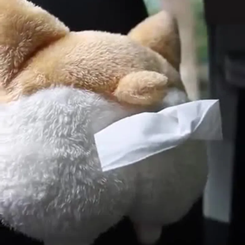 xiamei Creative Corgi Ass Tissue Box Soft Cartoon Napkin Case Cute Animal  Car Paper Box