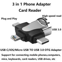 Lightning Male to USB Female Adapter 3 In 1 OTG Adapter for iPhone Type C Micro USB Port Connector 3.0 Flash Drive Mice Keyboard