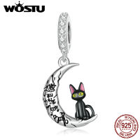 WOSTU 925เงินสเตอร์ลิงดวงจันทร์เสน่ห์ลูกปัดสำหรับผู้หญิงพอดีต้นฉบับสร้อยข้อมือ Banle เย็นแมวดำ Charmiong สร้อยคอจี้