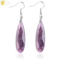 【YF】✒  CSJA Stone Earrings Reiki Gem Beads Dangle Drop Earring 5 Color for Female Jewelry E941