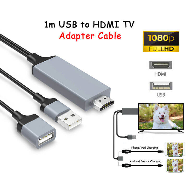 HDMI Cable Phone to TV Adapter for Android iPhone 3 IN 1 USB Female to