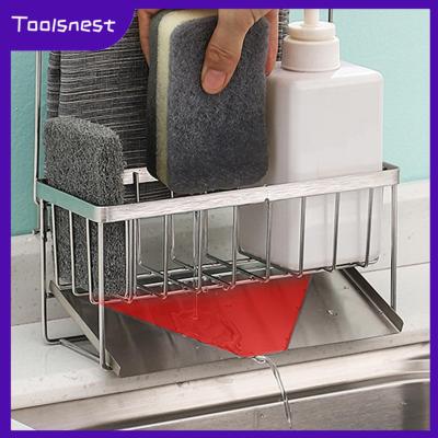 Toolsnest น้ำที่ใส่ของสำหรับอ่างล้างจานพื้นผิวสแตนเลสจัดแท่นวางฟองน้ำ Toosnest ท่อระบายน้ำเรียบร้อยสำหรับห้องครัว