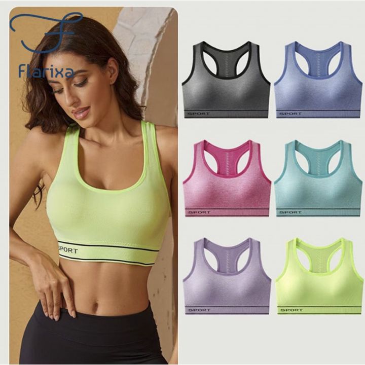 Flarixa Seamless Sports Bra for Women Push Up Bra Without Underwire Fitness  Yoga Bra Top Racer Back Bralette Gym Tube Top