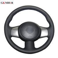 Black Artificial Leather Hand-stitched Car Steering Wheel Covers for Nissan March 2010-2015 Sunny 2011-2013 Versa 2012-2014