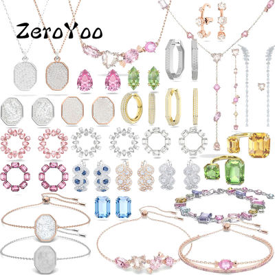 Swa 2022 New Fashion Fine Jewelry Zircon Geometry Earrings Dextera Hoop Earrings High Quality Charms Christmas Gift For Women