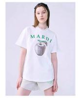 Mardi แอปเปิ้ลตัวอักษรพิมพ์เสื้อยืด Unisex ผ้าฝ้ายหลวมแขนสั้นเสื้อยืด