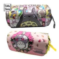 EDDY SONG การ์ตูน Stitch Totoro เคสดินสอ Totoro มิยาซากิฮายาโอะ ความจุมาก กล่องดินสอเย็บ กระเป๋าดินสอมีซิป แบบสองชั้น กระเป๋าปากกา Totoro เครื่องเขียนสำหรับนักเรียน