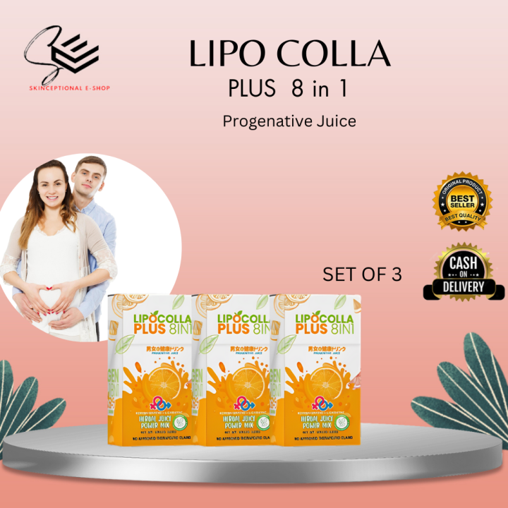 Lipo Colla Plus Slimming 8 in 1 (SET OF 3)Powdered Orange Juice Be ...