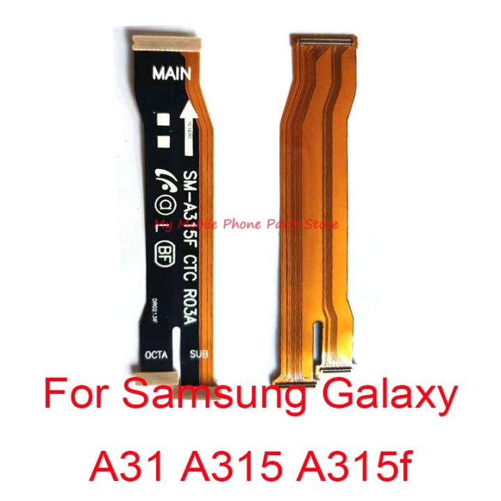 เมนบอร์ดหลักบอร์ดเชื่อมต่อจอแสดงผล Lcd สายเคเบิลงอได้อะไหล่สำหรับ Samsung Galaxy A31 A315 A315f สายริบบิ้นสายเคเบิลงอได้หลัก