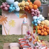 123pcs Matte Orange Balloon Garland Kit Wedding Decoration Dusty Pink Yellow Blue Balloon Arch Hawai Party Baby Shower Decor Balloons