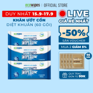 Combo 03 lốc 60 cái khăn giấy ướt diệt khuẩn Disinfecting Wipes diệt 99