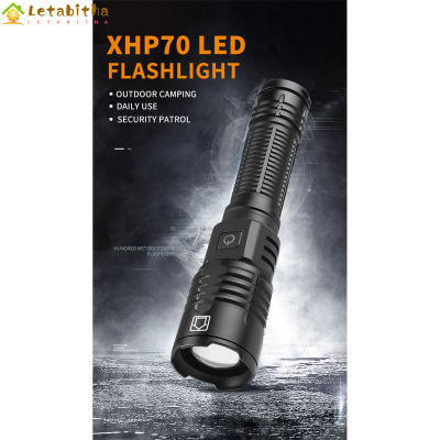 Letabitha กล้องส่องทางไกลแบบไฟฉายจิ๋ว Xhp70,ไฟฉายสว่างมากกลางแจ้งที่สามารถชาร์จได้พร้อมหน่วยความจำ