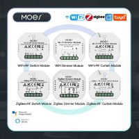 โมดูลสวิตซ์  Zigbee Wifi อัจฉริยะ MOES ตัวปรับแสงไฟสวิตช์ผ้าม่านชีวิตอัจฉริยะแอปรีโมทคอนโทรล Alexa Google Home ควบคุมด้วยเสียง