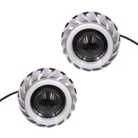 2X 12V Motorcycle Head Light Projector Lens Light with LED Angel Devil Eyes Headlight 30W 1200Lm 200000H(Pink and Blue)