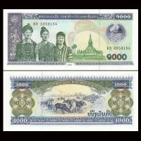 Original Laos 1000 Kip Old Paper Money 2003 Banknotes Brand New Collectibles Not Currency